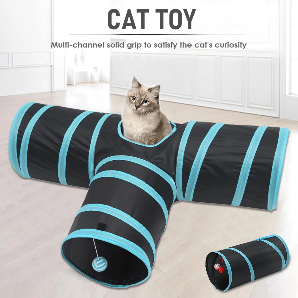 

1pcs Cat Tunnel Toy Pet Cat 2/3 Holes Play Tubes Balls Collapsible Crinkle Kitten Toys Puppy Ferrets Rabbit Play Dog Tunnel Tube
