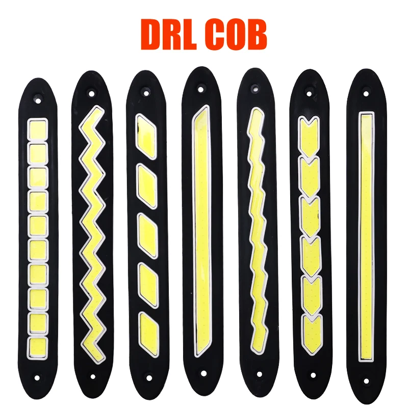 

2Pcs Waterproof Daytime Running Light COB LED DRL Light Fog Turning Signal Light Flexible Cars Running Strip Lights