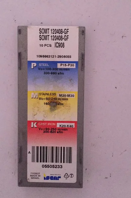 ISCAR 10 шт. карбидные вставки SOMT120408-GF IC908