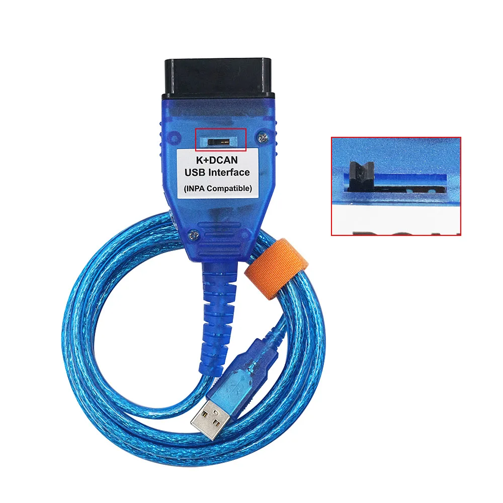 Новый выпуск для BMW INPA K + CAN с чипом FT232RL переключателем DCAN OBD2 USB кабель интерфейса