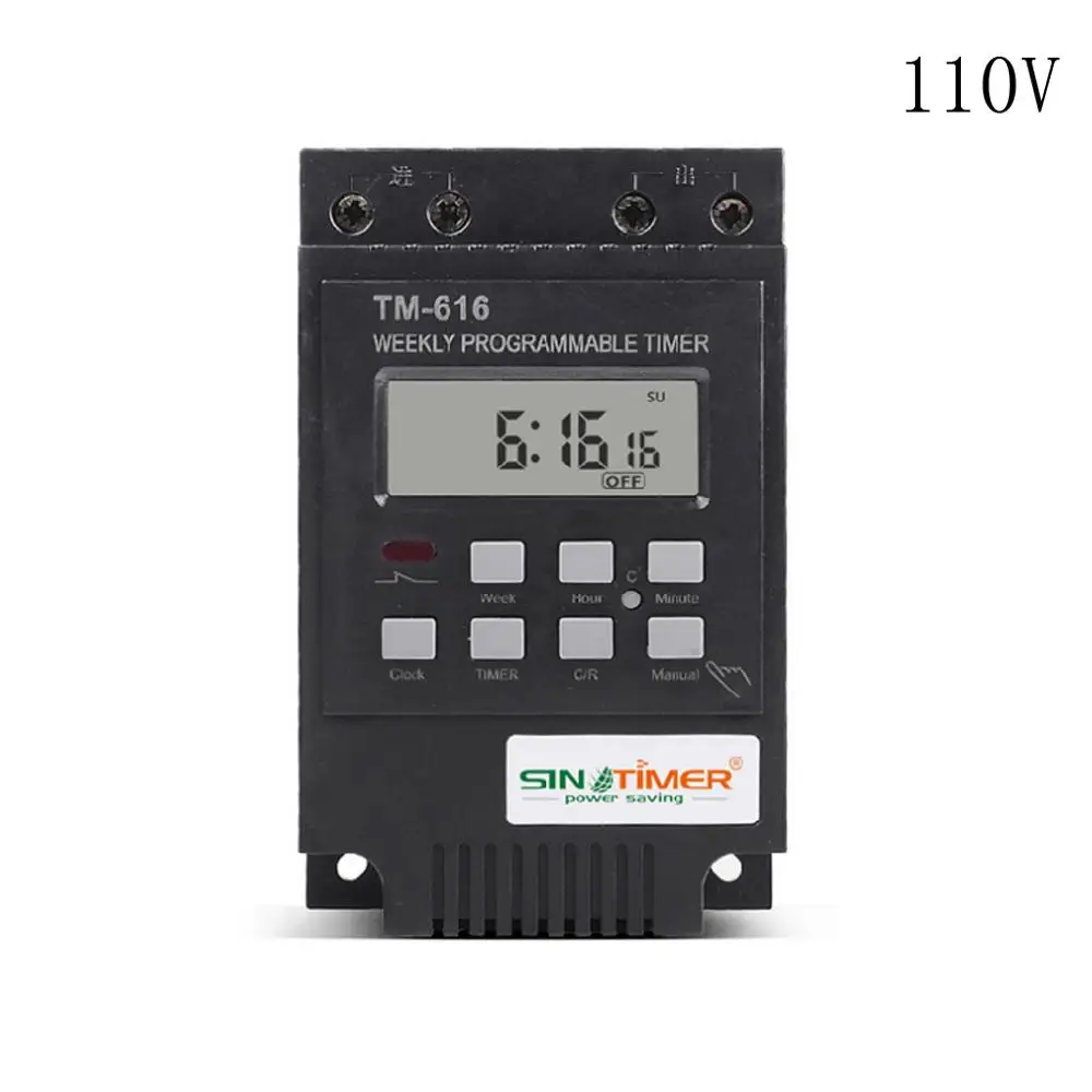 Black 110V TM616W цифровой электронный таймер 110/12V 30A 17 установка программируемое реле 95AA - Цвет: Black 110V