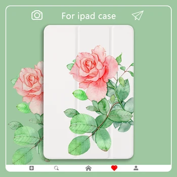 

Fresh Rose Art Painting For 10.2 ipad Pro 2020 Cases Air 3 Mini 2 ipad 7th Generation Case Luxury PU Leather Hard PC Back Cover