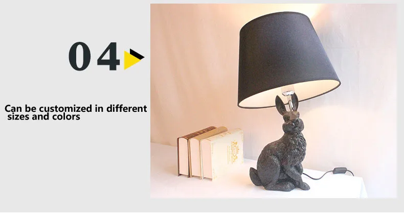 Resin black White Rabbit Modern LED Table Lamp Black stand desk light 14