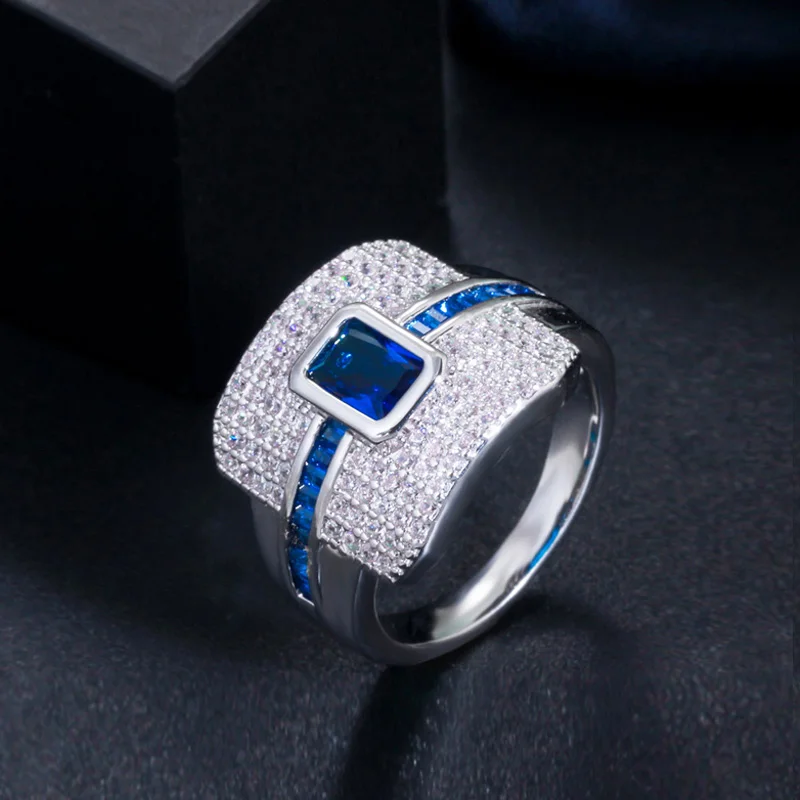 Hong Kong sapphire ring with white diamonds, 0.30 carat blue sapphire, –  Kudia-Shop