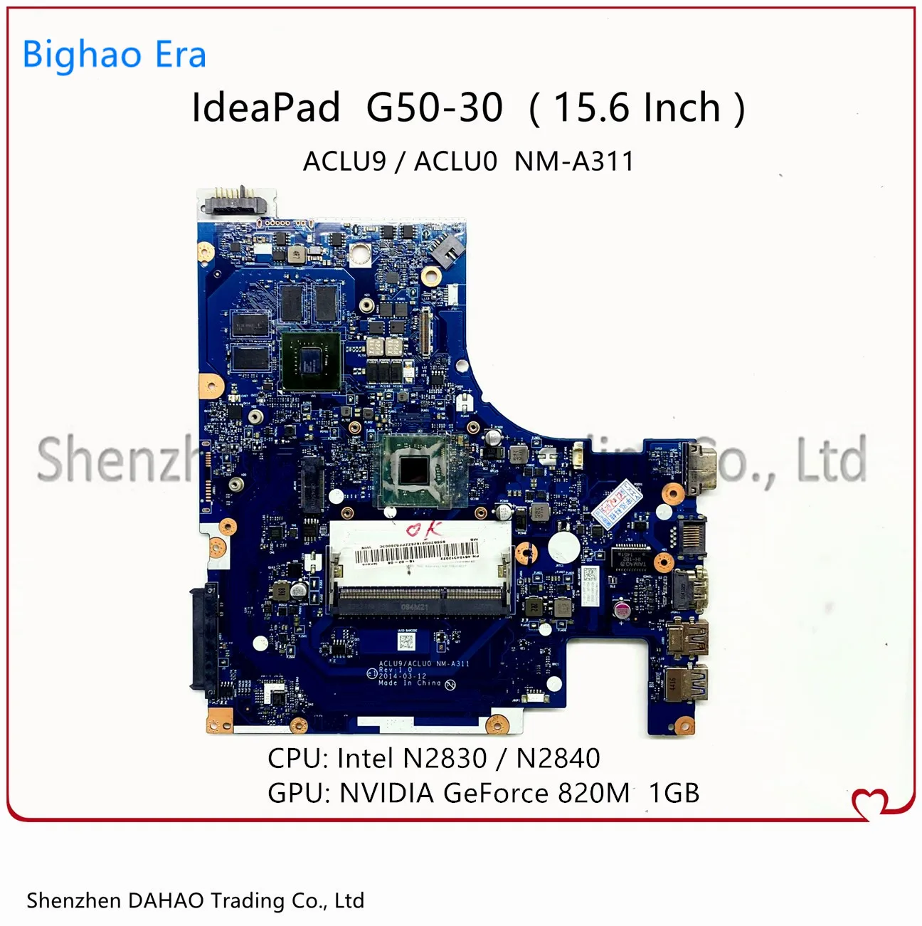 NM-A311 материнская плата для Lenovo ideaPad G50-30 ноутбука с процессором N2830/2840 GT820M 1G-GPU 5B20G91625