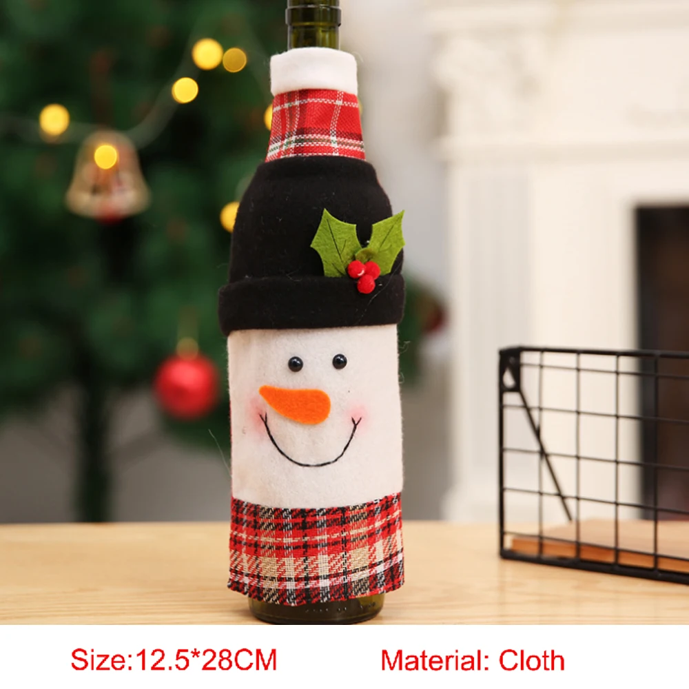 Lattice Snowman Рождественская крышка для бутылки с красным вином, сумки для домашнего украшения, сумки для хранения, рождественский подарок, покрытие для бутылки в виде Санта-Клауса, Прямая поставка, 44 стиля - Цвет: Lattice Snowman