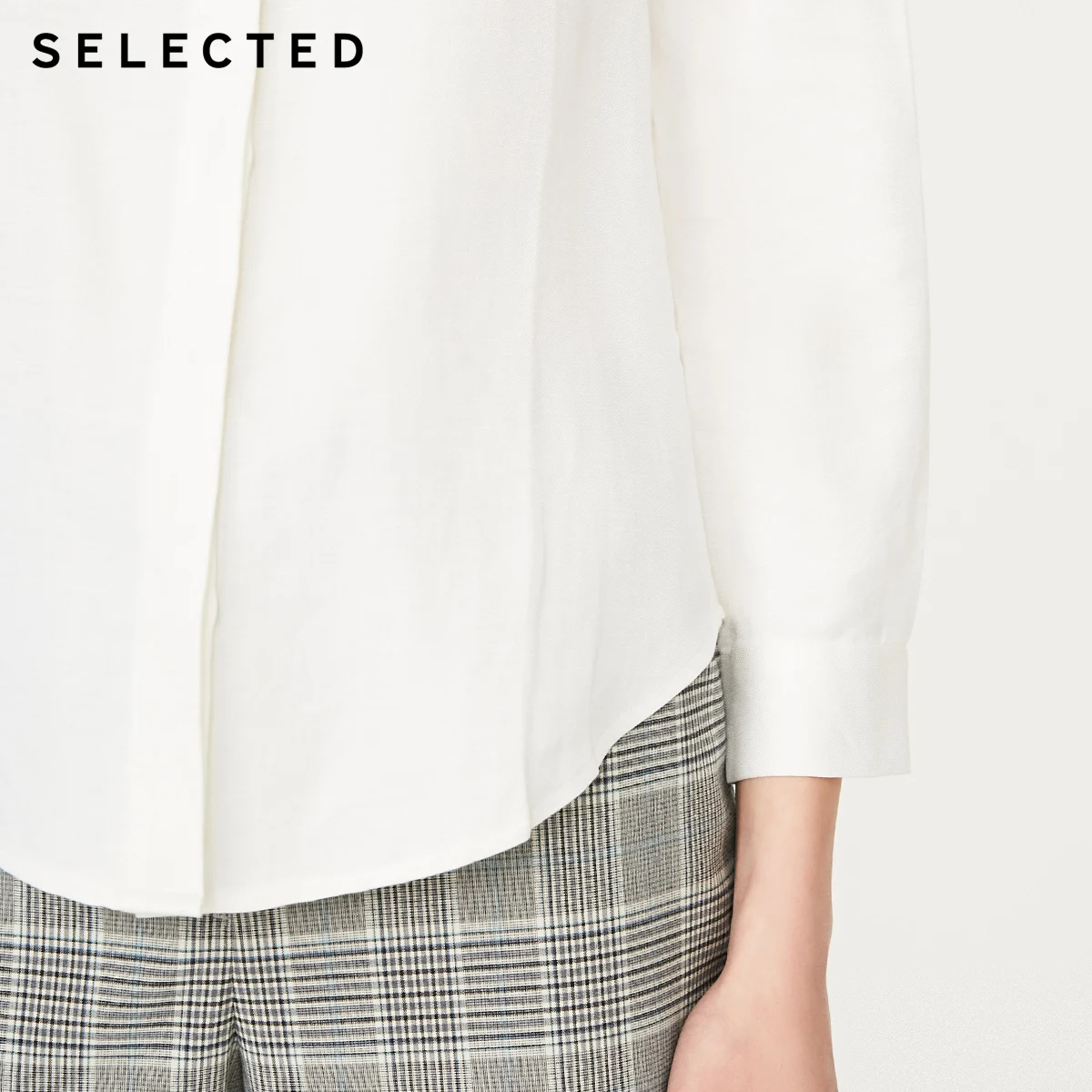 Женская летняя льняная белая рубашка с длинными рукавами S | 419205509|