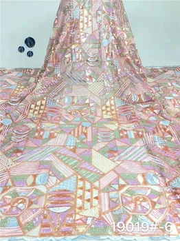 

Latest apparel material African net lace fabric French net lace textile for sewing PDN822(5yards/lot) multi color