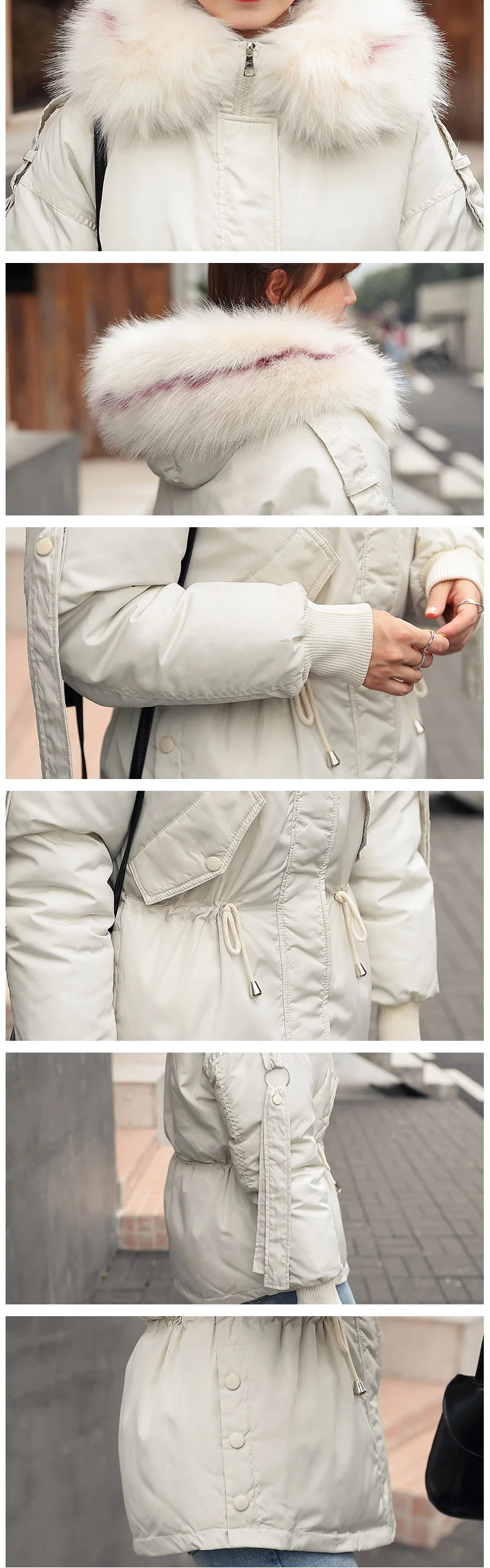 Модная женская зимняя куртка с хлопковой подкладкой, теплая уплотненная черная и белая с меховым воротником, женские короткие пальто, парка, женские куртки