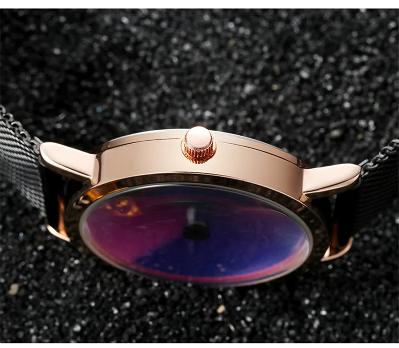 SANDA унисекс градиентный цвет Мужские Аврора вращающиеся кварцевые кожаные Наручные часы Роскошные спортивные часы для мужчин и женщин