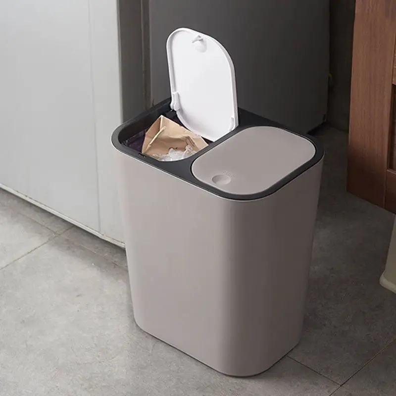 Rubbish Bin with Lid Garbage Wastebaske Classified Dry and Wet Two-Class Xiuinserty Trash Can for Bathroom Kitchen 