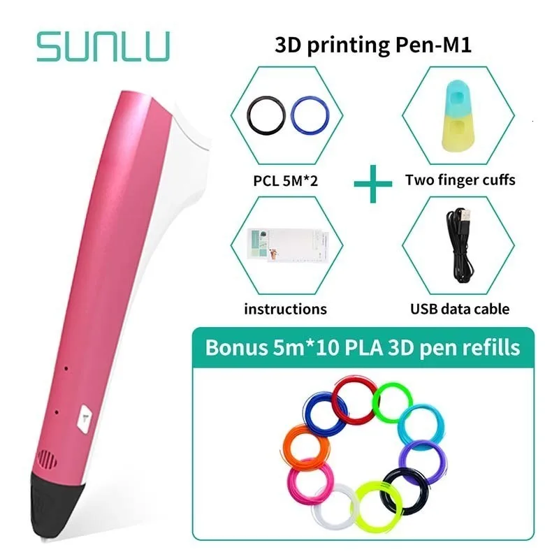 SUNLU Exploit, низкотемпературная 3D Ручка для печати, волшебная ручка для детей, красный цвет, подарок для девочек, рукоделие, 3d-ручка для принтера