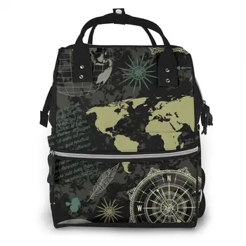 

Fashion Mummy Maternity Nappy Bag Vintage Compass World Map Large Capacity Baby Bag Travel Backpack Nursing Bag for Baby Care