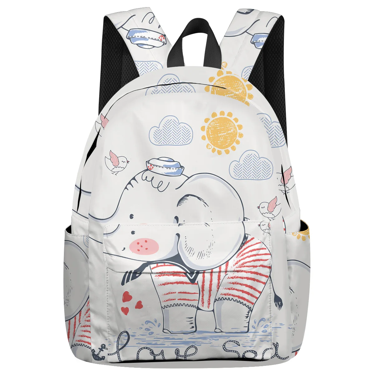 

WHEREISART Cartoon Baby Elephant Animal Backpacks Tactical Backpacks Athletic Backpack Scratch Resistant Laptop Backpacks Stain