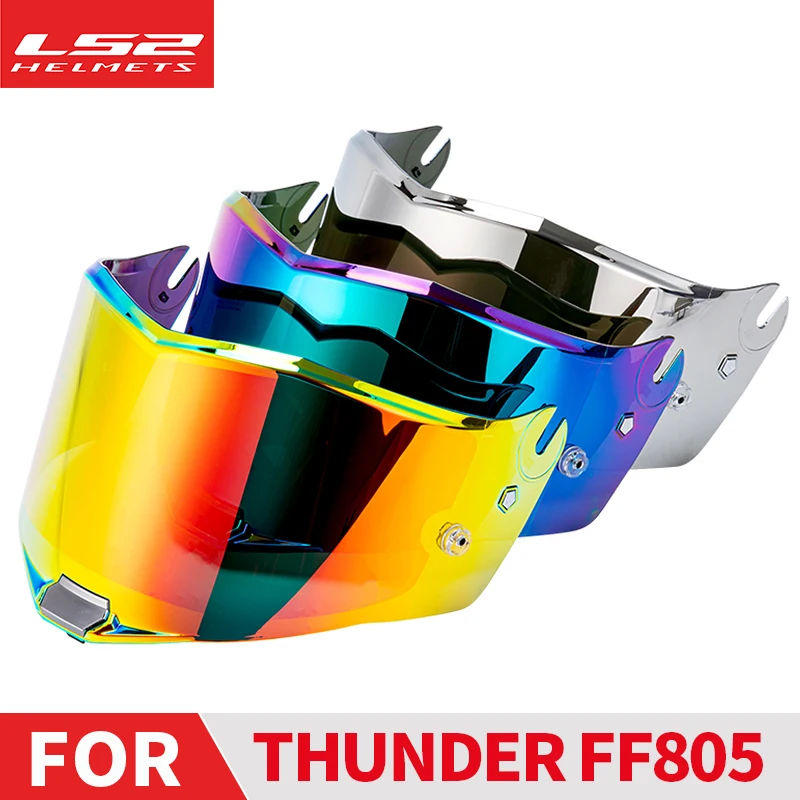 

LS2 FF805 THUNDER Full Face Motorcycle Helmet Replacement Visors Chrome Red/Sliver Oiginal Extra Lens With Anti-fog Patch Holes