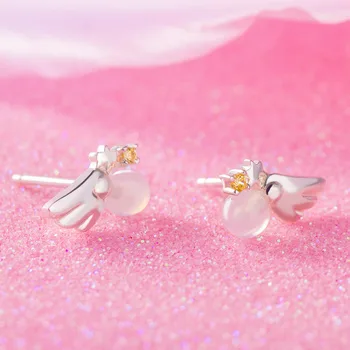 

Japanese Pink Card Captor Sakura Earrings Angel Wings S925 Sailor Moon Star Earrings For Women Girls