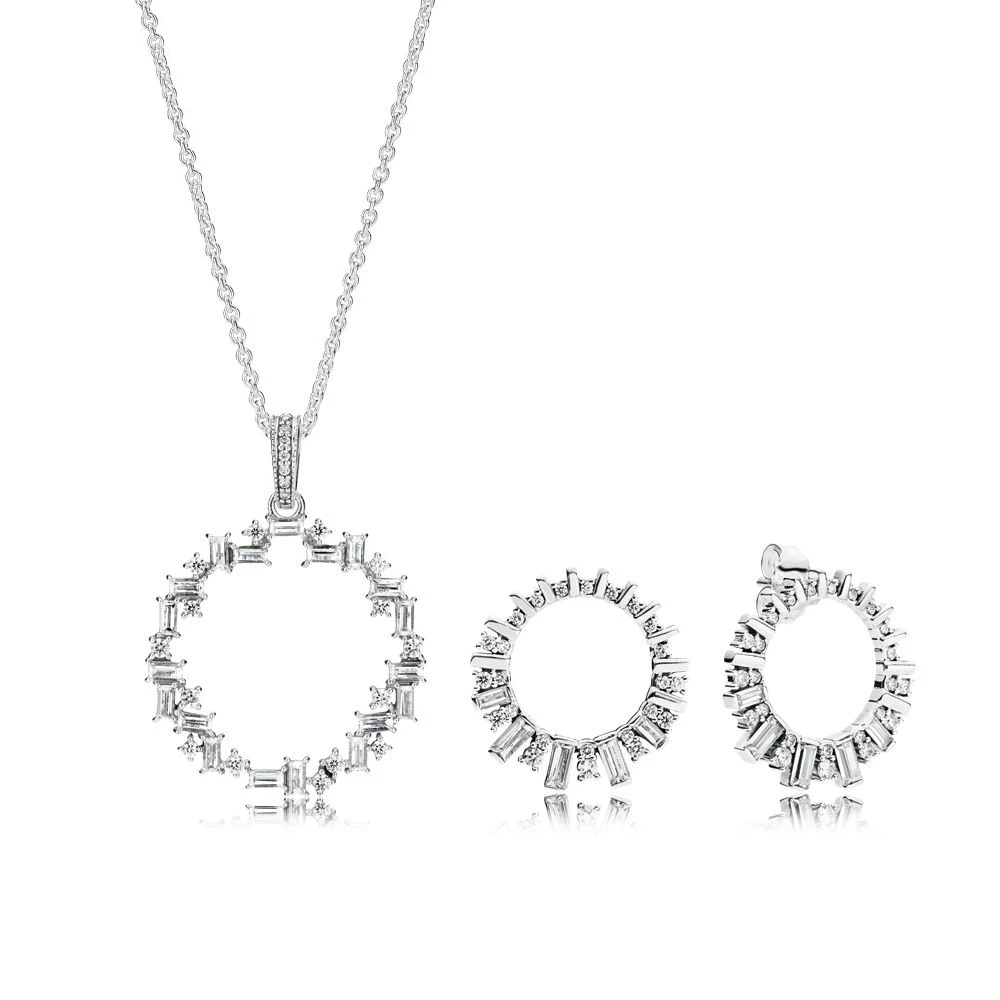 

NEW 100% 925 Sterling Silver New RAU0538 Shards of Sparkling Gift Set Fashion Women Elegant Gift Jewelry Factory Direct