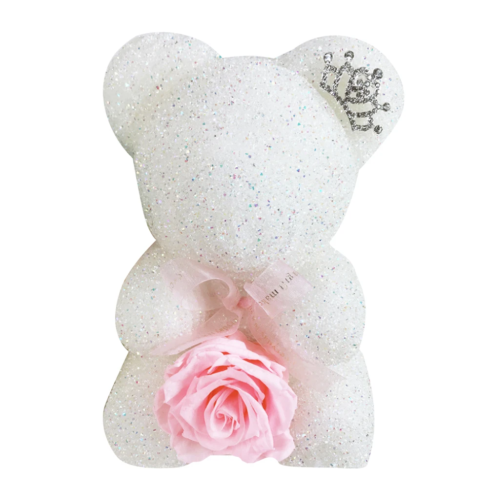 С кристалалми и стразами розовой мишкой на Рождество подарок ко Дню Святого Валентина вечный цветок Мишка со стразами подруги подарки на день рождения упаковка коробки
