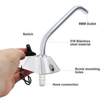 

12V RV Water Pressure Pump, 3.8 L/Min Electric Fresh Water Pump with Faucet Tap for RV Camper Marine Boat Lawn