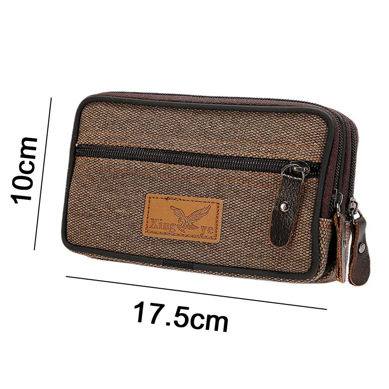 ZIME】Fanny Pack Mobile Phone Zipper Bag Linen Fabric Men Purse