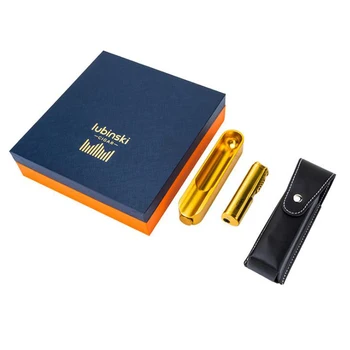 

LUBINSKI Business Alloy Cigar Ashtray Windproof Jet Flame Cigar Cigarette Lighter With Humidor Leather Case Box Cigar Gift Set