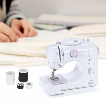 

Multifunctional Electric Household Sewing Machine Speed Adjustable Replaceable Foot with Pedal LEDs Light 12 Built-in Patterns