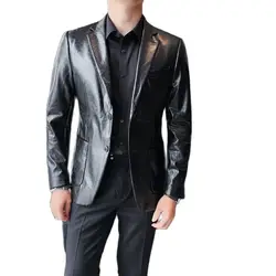 2022 Latest Tailored High Quality British Blazer Black Crocodile Skin Notch Lapel Single Breasted Formal Mens Slim Fit Wear