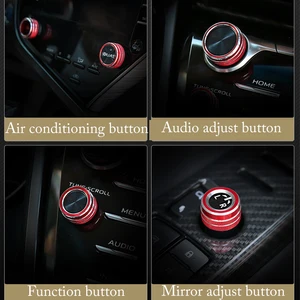 Image 1 - 5pcs 자동차 스위치 커버 에어컨 오디오 기능 후면 미러 버튼 서클 트림 캠리 XV70 2018 스위치 커버