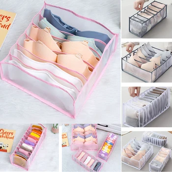 

3pc/set Underwear Storage Organizer Box Socks/Scarf/Bra Grid Foldable Wardrobe Drawer Organizer Foldable Closet Fabric Container