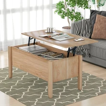Table basse relevable moderne, avec rangement caché Pop Up et Table centrale d'accent minimaliste pour la salle de réception du salon