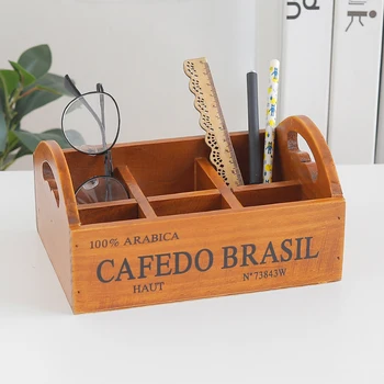 

Home Decoration Accessories Retro Wooden Multi-Compartment Storage Box Makeup Jewelry Storage Creative Desktop Crafts Ornament