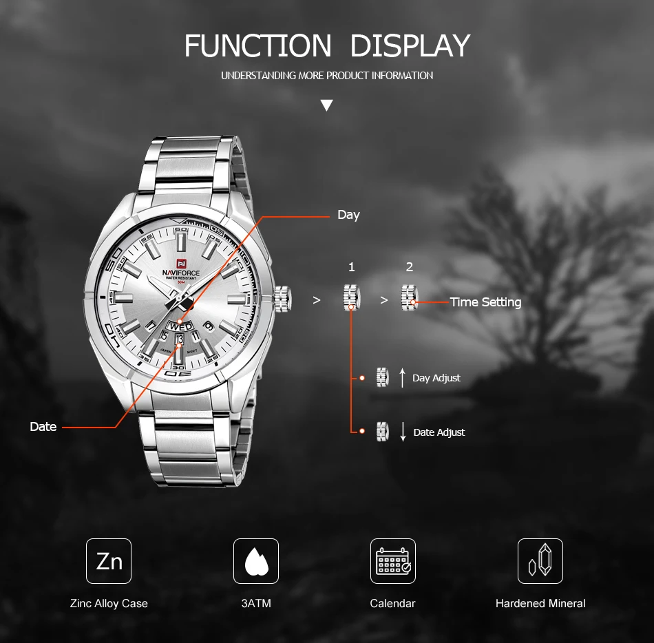 NAVIFORCE новые мужские лучшие часы мужские часы, все стальные мужские часы, кварцевые часы, мужские стальные часы, автоматический браслет даты