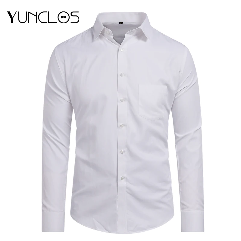 

Men's Lapel Solid Color Business Long Sleeve Shirt Casual Colorful Shirt New Fashion For Young Smooth Soft Match With Siut