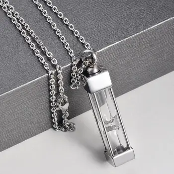

1PC Hourglass Necklace Wishing Bottle Necklace Essential oil Keep Timeless Hourglass Glass Necklaces For Women