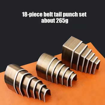 

Steel 18pcs Punch Leather Craft DIY Belt Tail Tools Japan Cutter Practical 15/20/25/30/35/38mm Square Round Sword Tail
