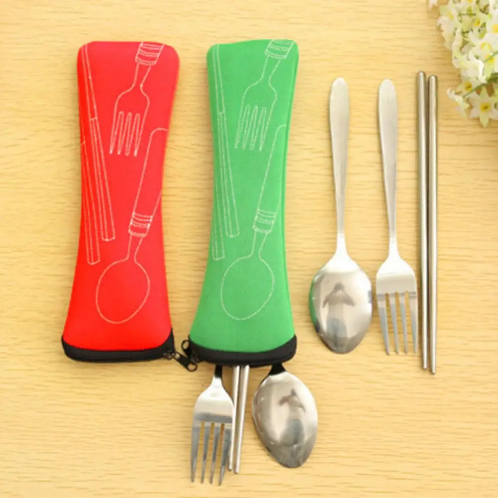 8Pcs Travel Silverware Set with Case Portable Utensils for Lunch