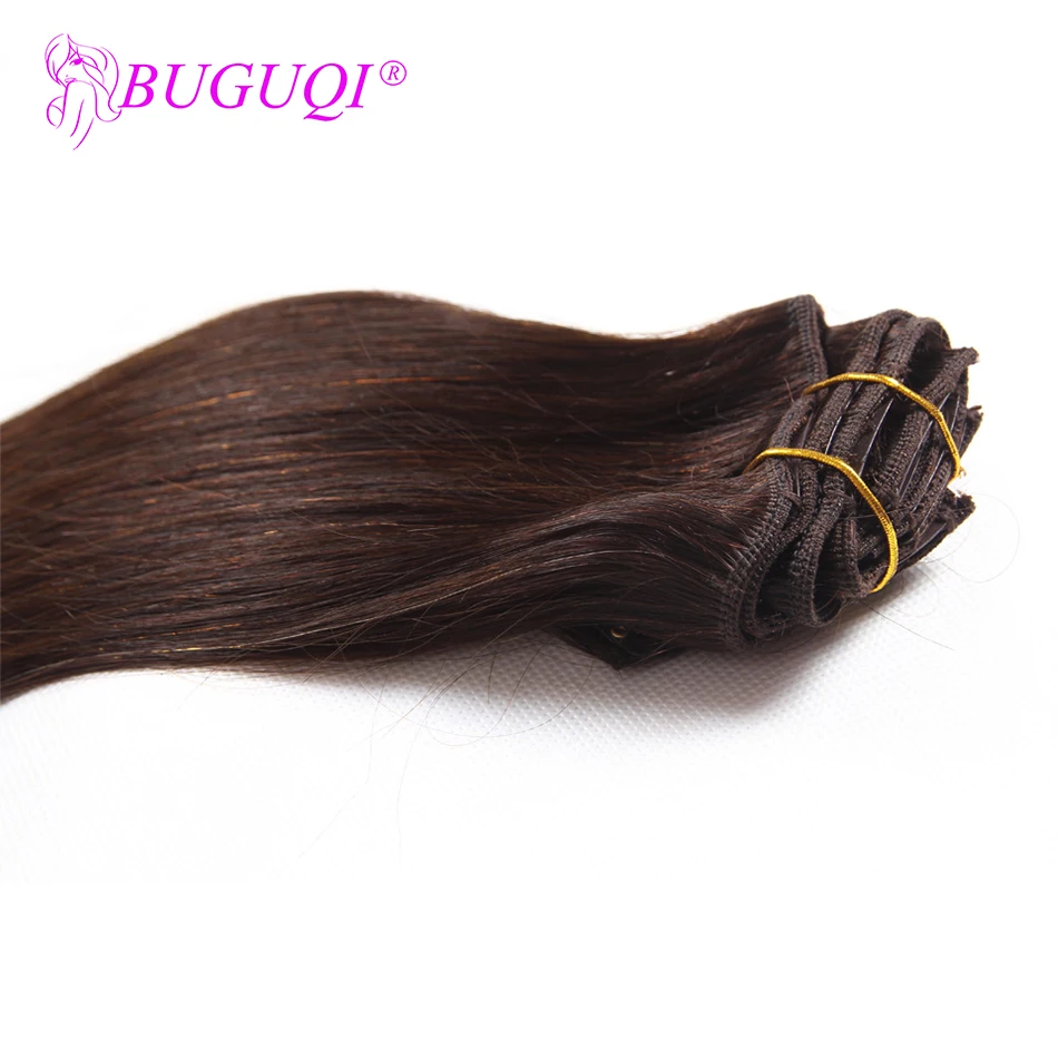 BUGUQI Hair Clip In Human Hair Extensions Brazilian #2 Remy 16 To 26 Inch 100g Machine Made Clip Human Hair Extensions