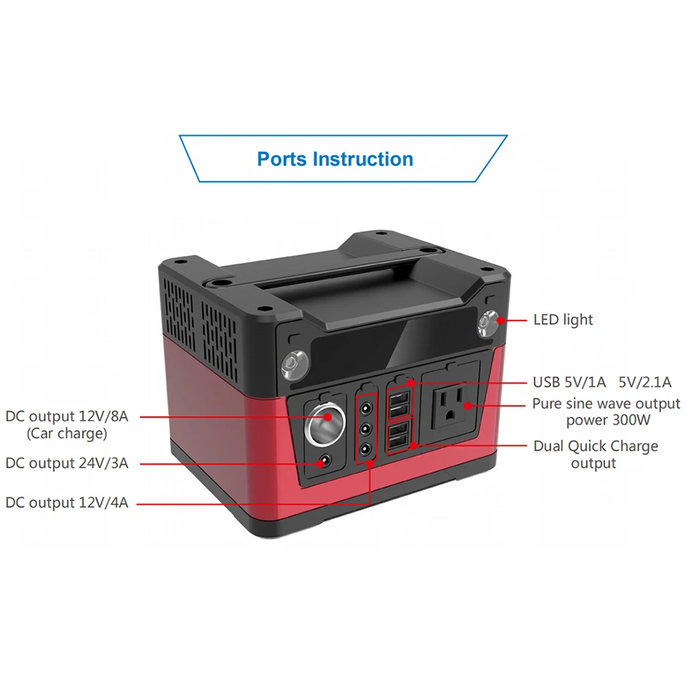 US $358.00 Portable Power Station DC12V24V Output Solar Generator Portable Power Bank With USB QC For Emergency Outdoor Power Supply