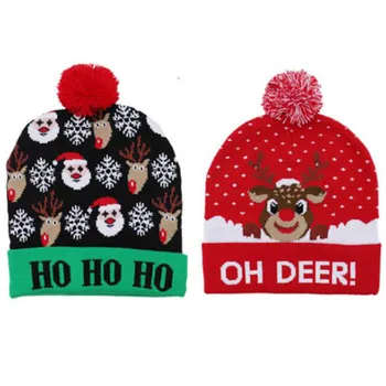 

Winter Newborn Cute Warm Kids Girls Boys Baby Christmas Cartoon Hats Knitted Wool Hemming Caps With Ball