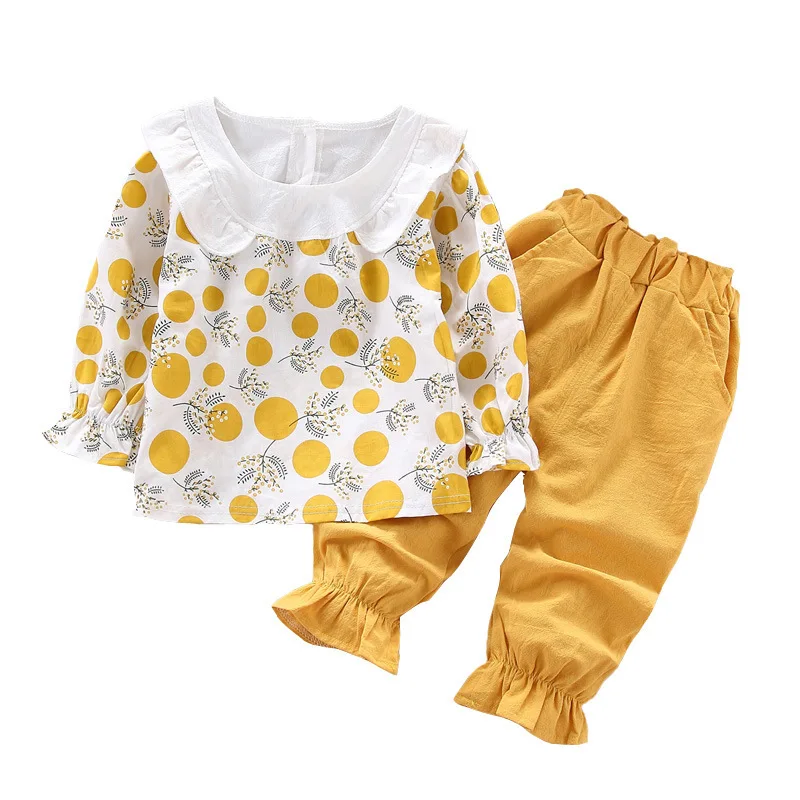 

New Children Casual Clothes Spring Autumn Kids Girl Print Flower T Shirt Pants 2Pcs/sets Baby Toddler Clothing Infant Sportswear