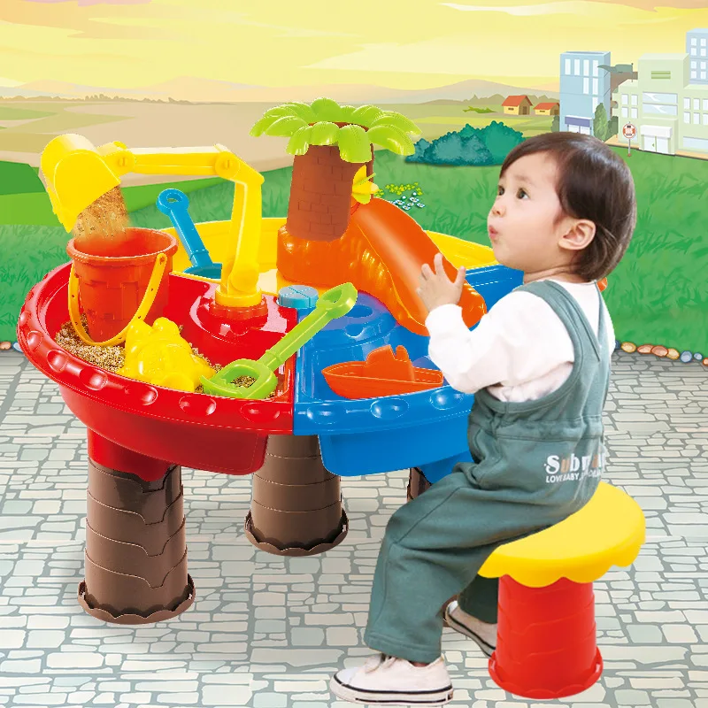 

Hot Sales Children Beach Toy Car Package Beach Table Baby Play Sand Dig Sand Filter Large Size Spatula Play with Water Bath Summ