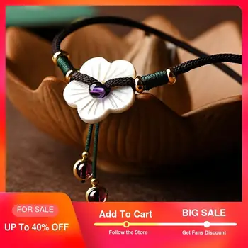 

Vintage Crystal Choker Necklace Woman Shell Flower Necklace Pendant Rope Chain Ethnic Stone Necklace Fashion Jewelry 2019