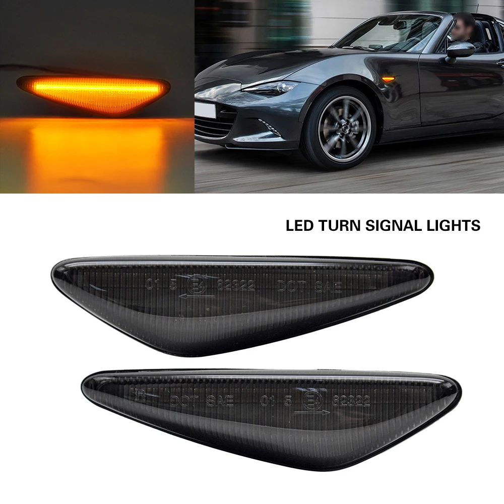 

1 Pair Dynamic Amber LED Front Side Marker Turn Signal Lights Indicator Light For Mazda 6 5 MX-5 RX-8 for Nissan Lafesta Highway
