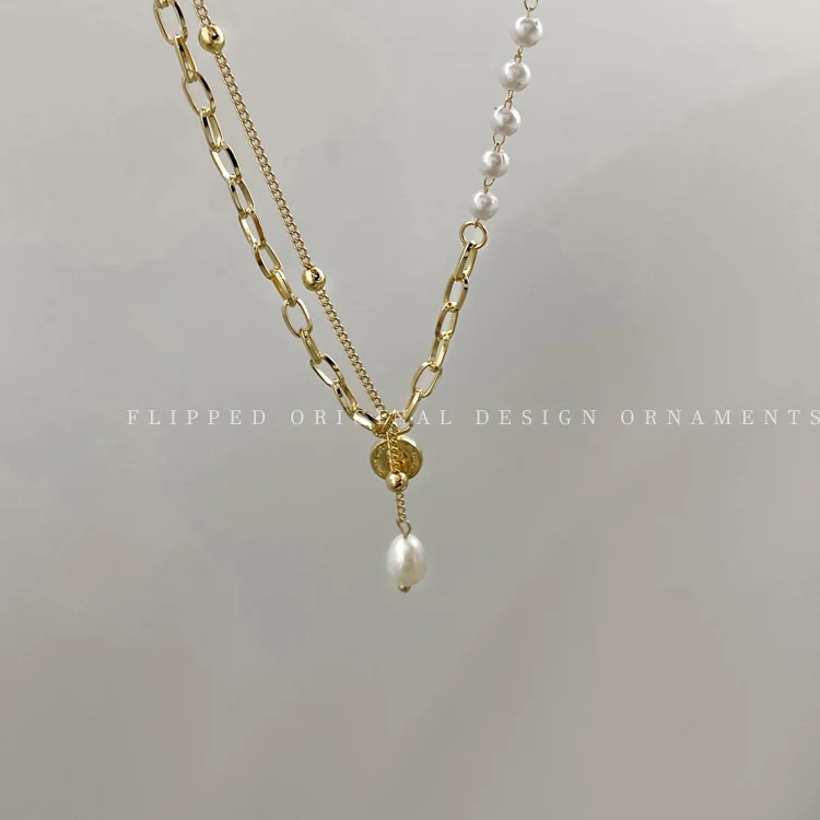 2021 New Korean Fashion Dainty Pearl Necklace For Women Beaded Chain Cute Pearl Pendant Choker Vintage Jewelry On The Neck
