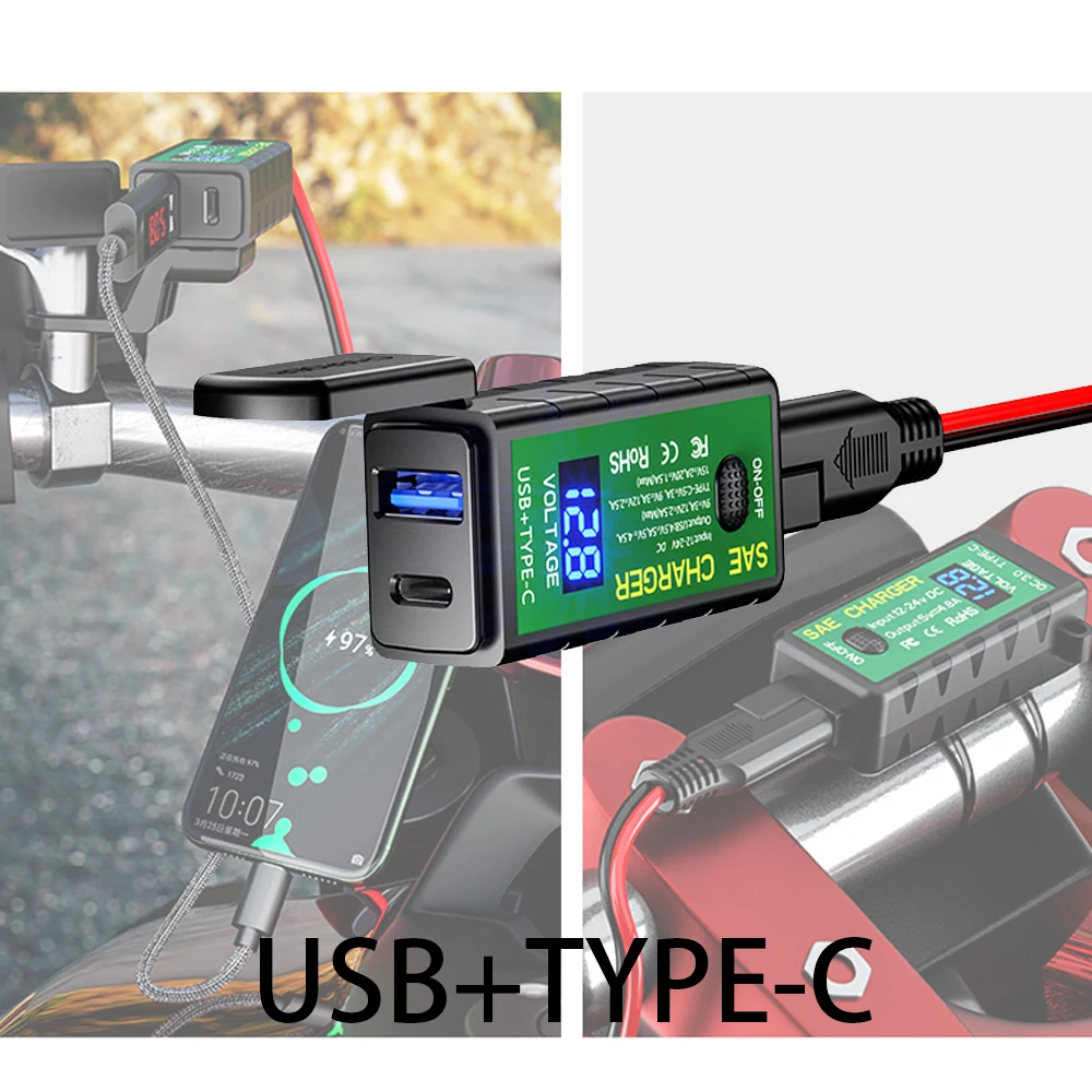 Зарядное устройство для мотоцикла Внешнее зарядное USB зарядки телефона 12 В 24