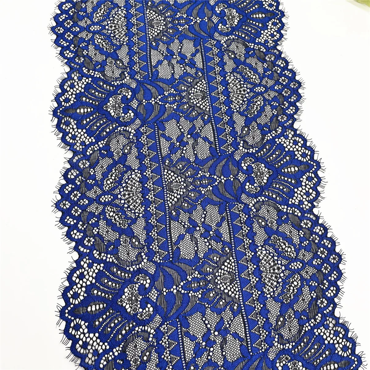 3y/Lot Width 8 1/2 inch (22cm) Pretty Blue Navy Elastic Eyelash Lace Trim 6
