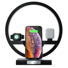 30 Вт Qi Беспроводное зарядное устройство светодиодный настольный светильник для Iphone Apple Watch, зарядная станция для Airpods, быстрая Беспроводная зарядная док-станция