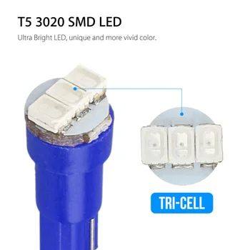 

5mm X 18mm Car Light 40pc/Set T5 74 2721 3-SMD-3014 Odometer Gauge Dashboard Light Bulb T5