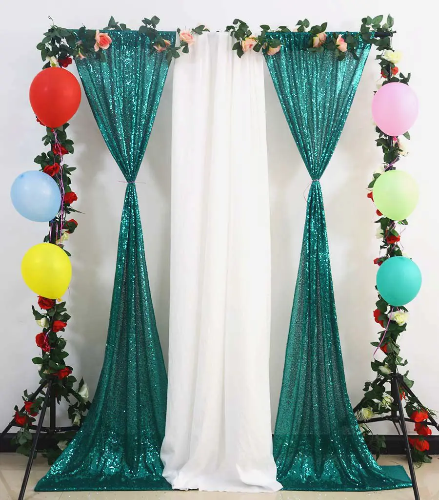 Christmas Curtains 4ftx8ft Green Sequin Curtain Backdrops Photo
