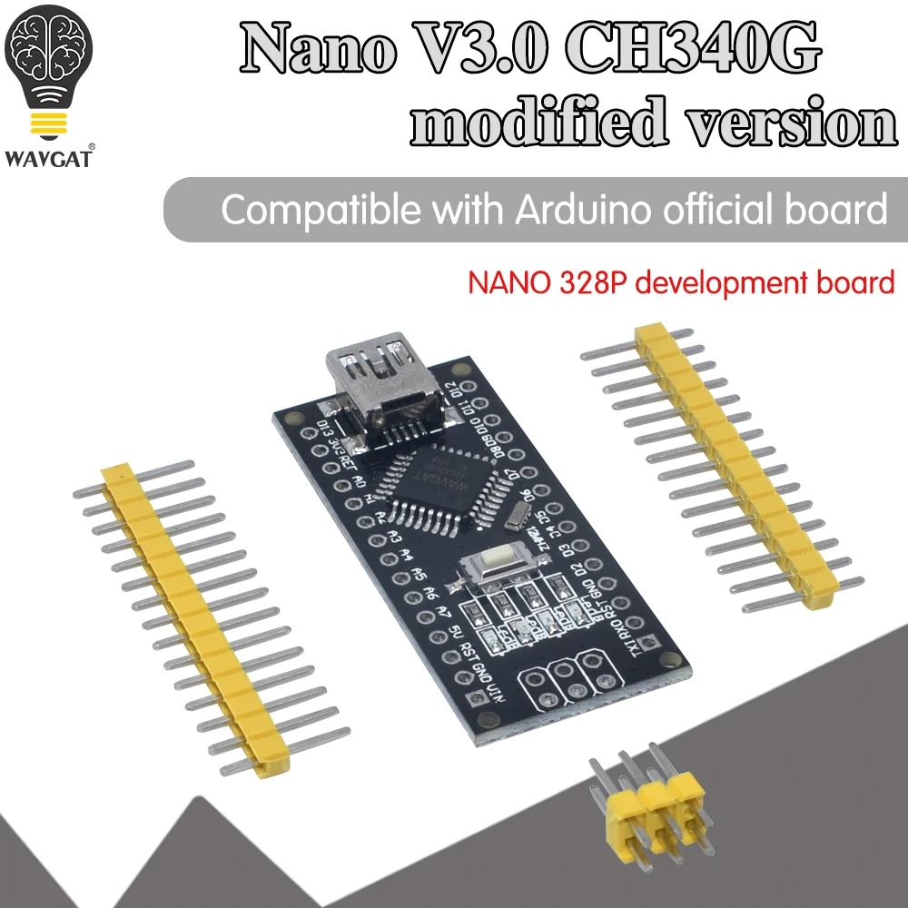 WAVGAT Nano Mini USB With the bootloader compatible Nano 3.0 controller CH340 USB driver 12Mhz Nano v3.0 Same as ATMEGA328P afbeelding